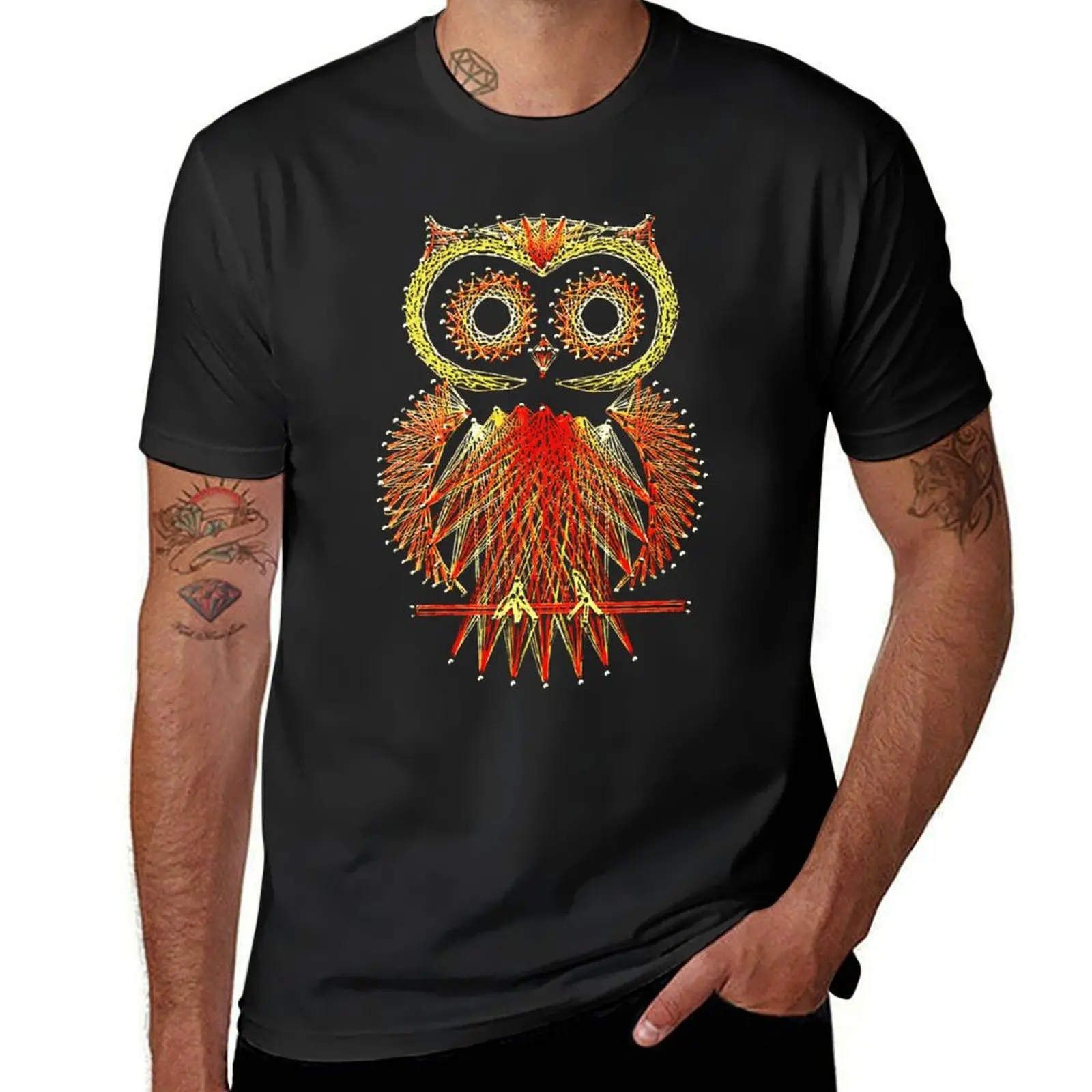 String Art Owl T-shirt customs design your own anime plus size tops customs mens vintage t shirts