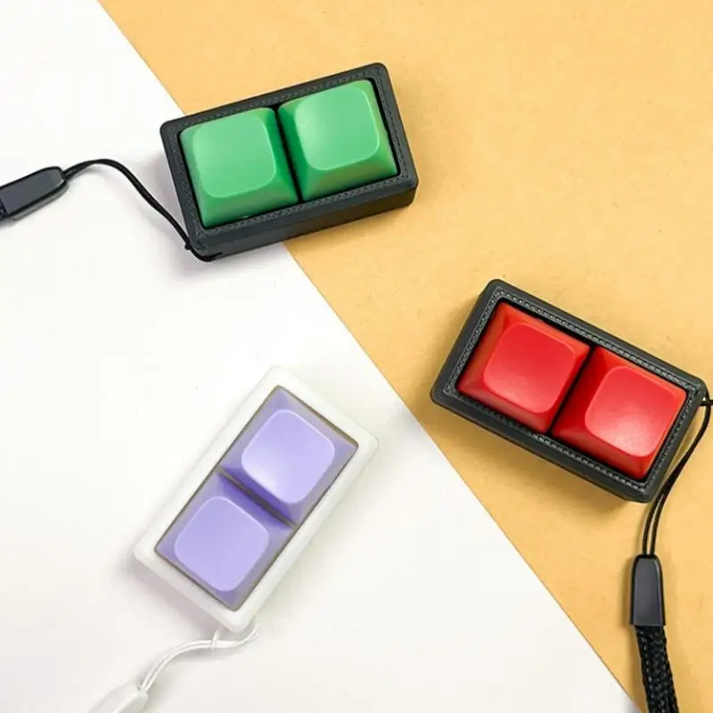 Mini 2 Key Fidget Clicker Toy With Satisfying Tactile Feedback Portable Lanyard For Stress Relief Work School Travel