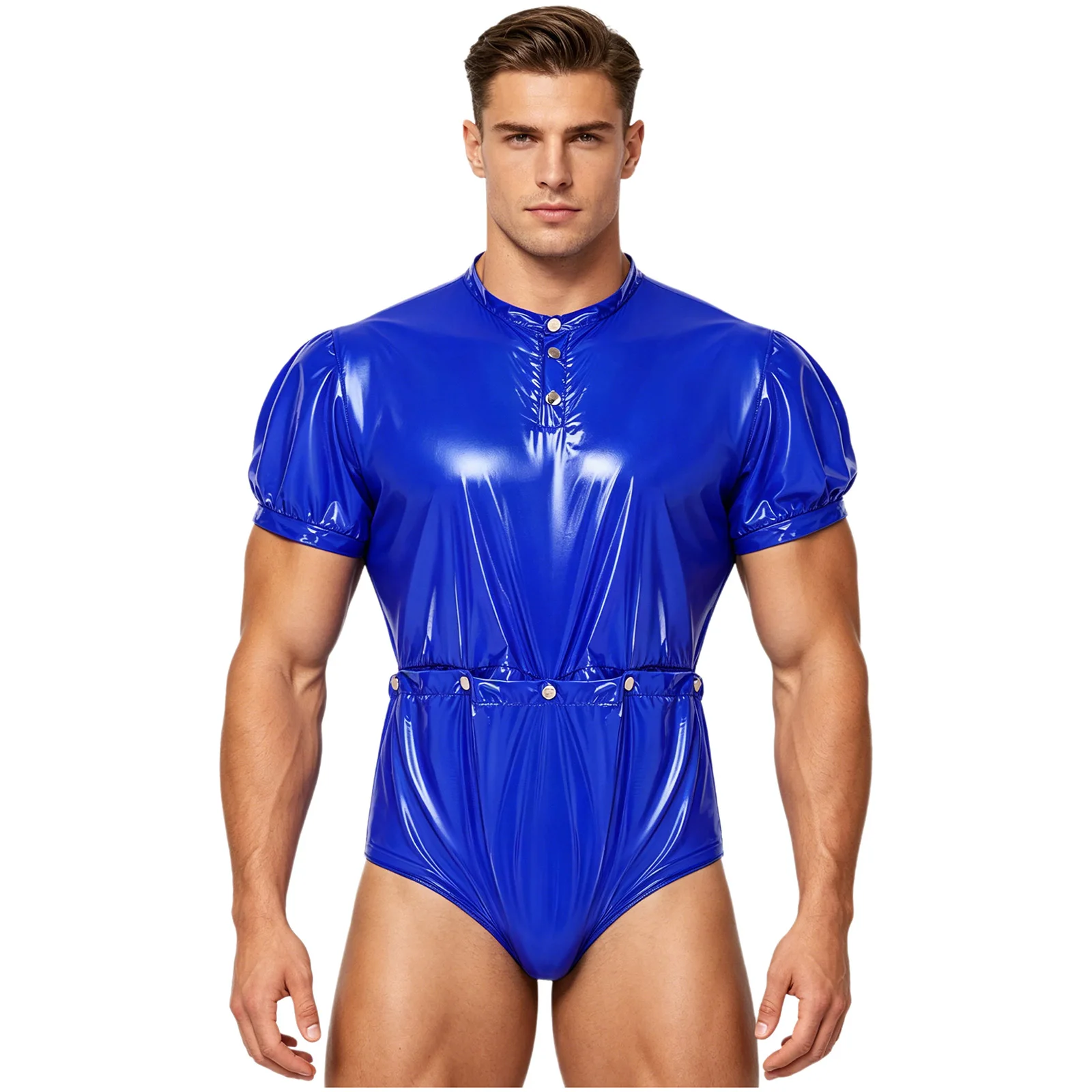 Swimwear Men Waterproof Adaptive Bodysuit Swimsuit Short Sleeve Buttoned Waist Bottoms Diaper Cover Romper Special Need Clothing