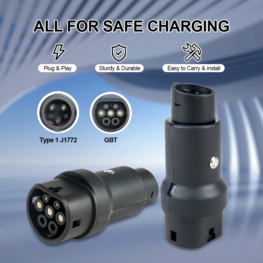 Kolanky GBT To Type1 Adapter 32A 7.2kw GB/T Female Plug with Type 1 Female Converter J1772 Electric Car For Ford Chevrolet