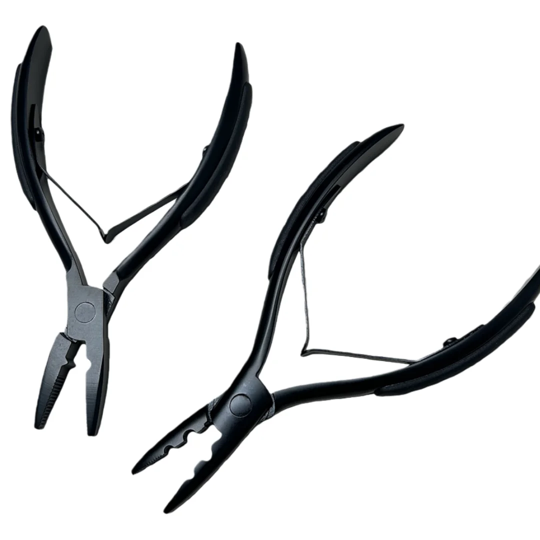 

Профессиональные кусачки для I-TIP прядей из нержавеющей стали с черными ручками, маленькие, прочные, многоразовые, для наращивания волос