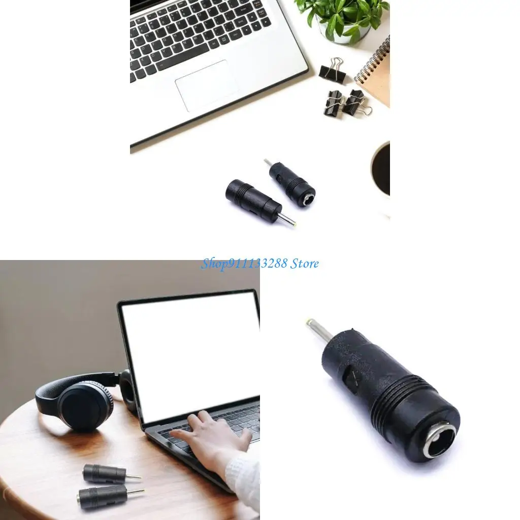 G88D 5.5x2.1mm Female to Round Head DC2.5x0.7 Male Socket Connector Adapter Black
