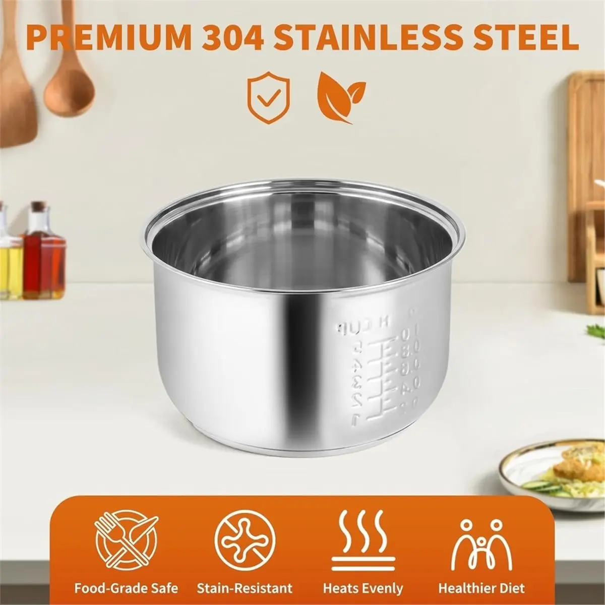 RECOMMENDATION  Stainless Steel Inner Pot for AROMA Rice Cooker 4-Cup (Uncooked) - Non-Stick Inner Pot ,Dishwasher Safe, 2QT