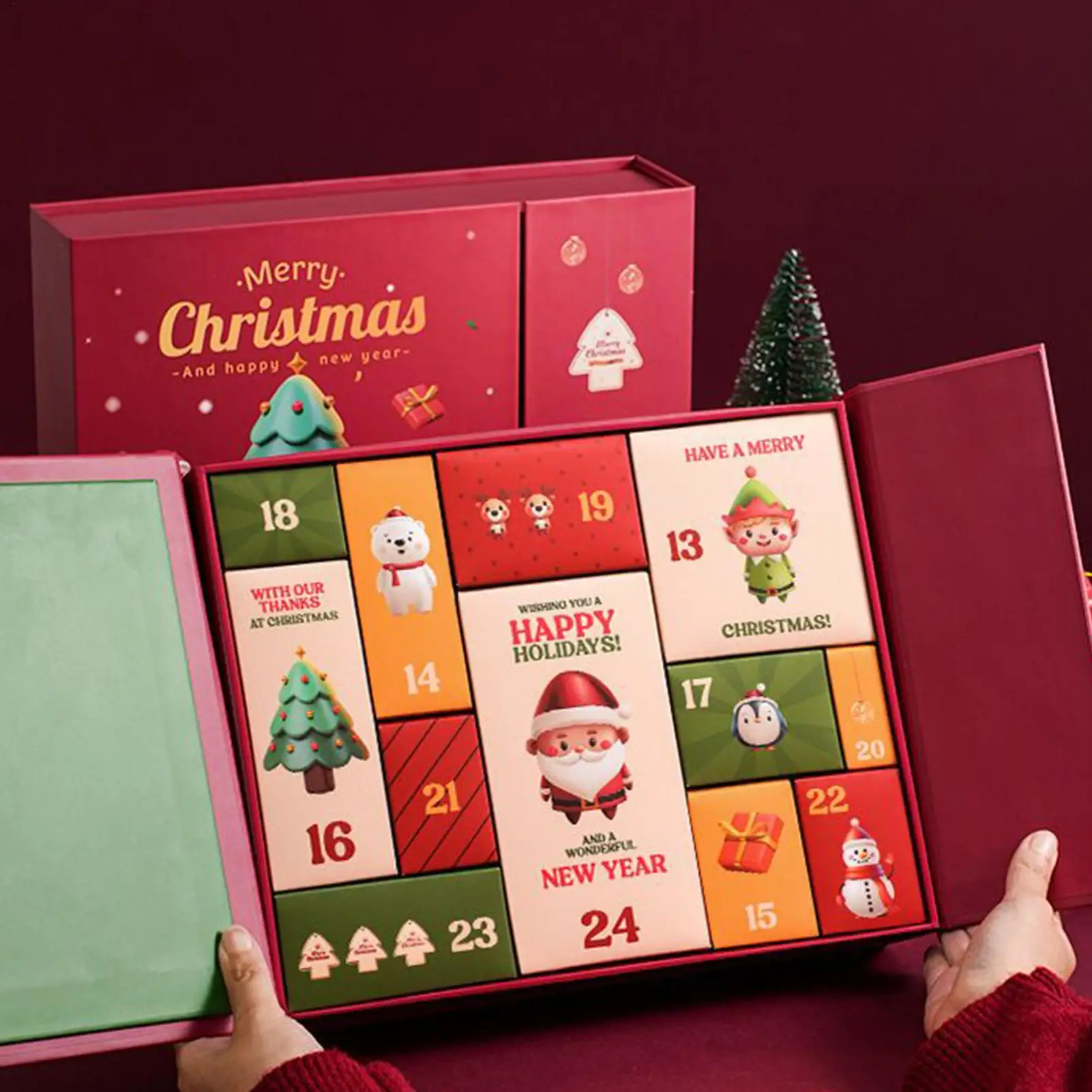 

12 Days Christmas Advent Box Empty Countdown Calendar Container for Holiday Party Favors Home Family Gathering Celebration Decor