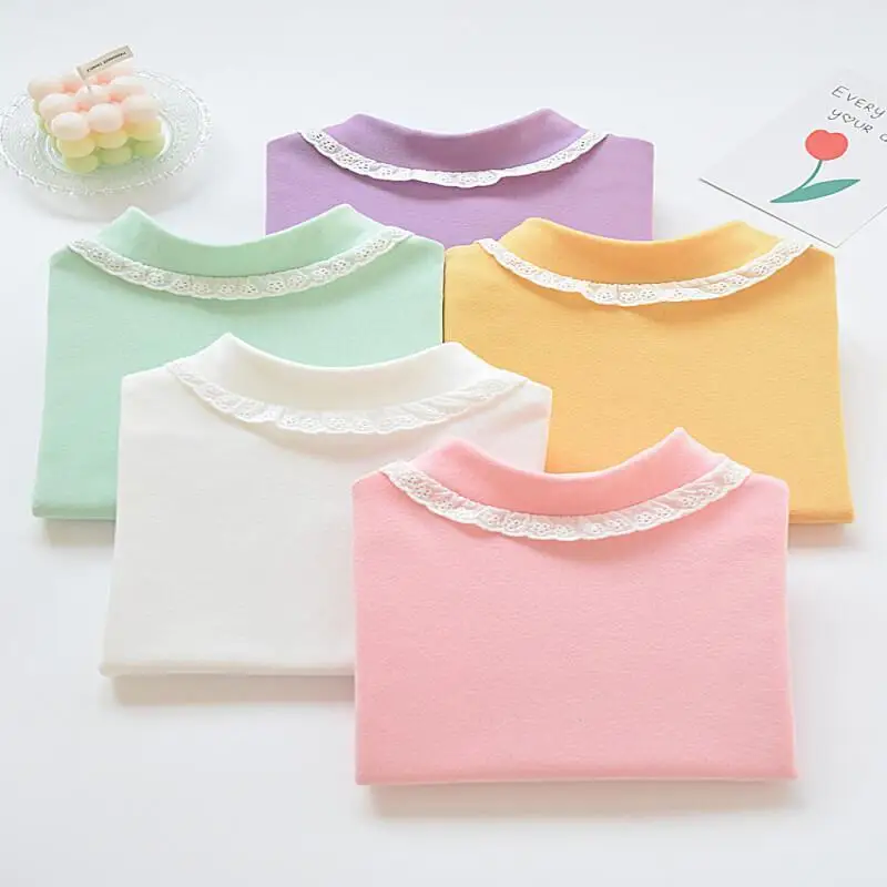 Thin Velvet Autumn Clothes Fashion Children's Clothing Jacket Girls' Warm Tops Girls' Semi High Neck German Base Shirt Winter