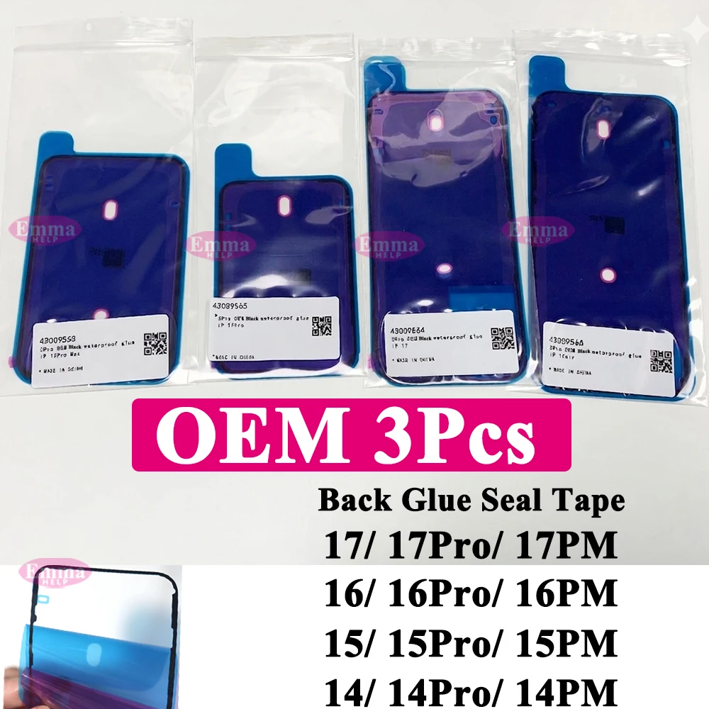 3er-Set wasserdichte Dichtungsaufkleber für die Rückseite und Seiten der iPhone 17 16 Plus 15 Pro Max 14 16E sowie Klebstoff für das Front-LCD-Display