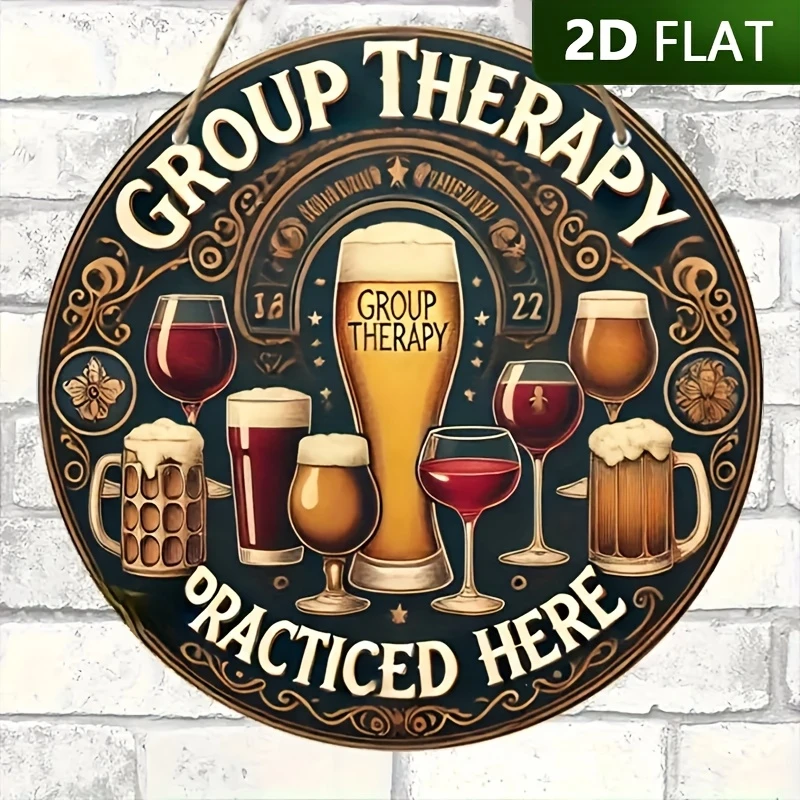 2D plano Retro cerveza Ttall vidrio vino tinto 4 pulgadas disco redondo de madera hogar Bar Club cafetería cartel colgante accesorios de cerveza regalo de apertura