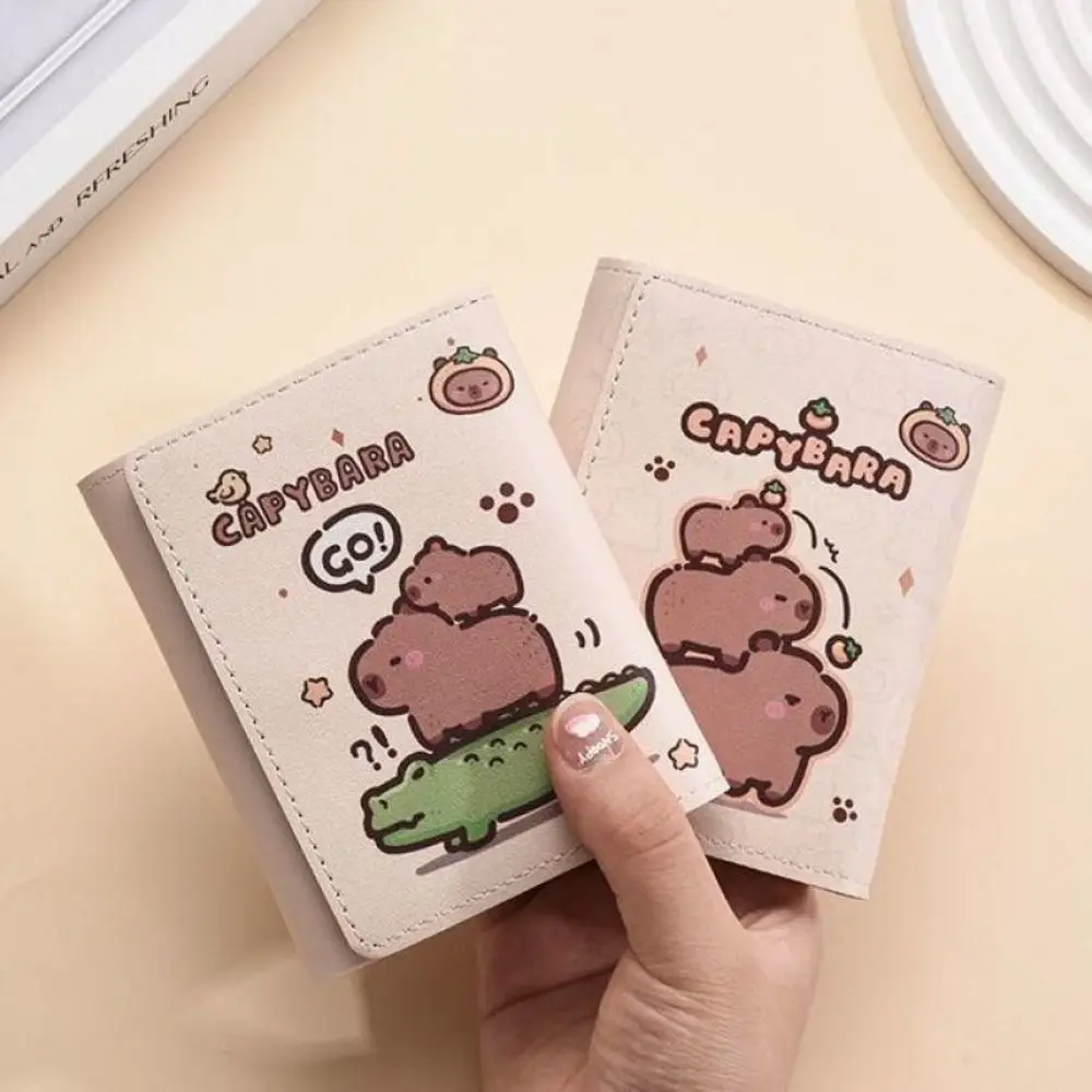 

Cute PU Leather Capybara Wallet Foldable Cartoon Photo Card Bag Large Capacity Portable Card Wallet Women