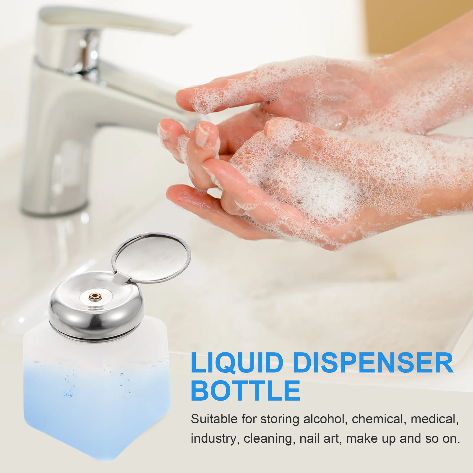 

2pcs Alcohol Bottles 250ml Airless Pump Travel Flux Liquid Nail Storage Easy Clean Stainless Steel Top
