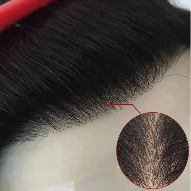 Toupet en PU à peau fine pour hommes, 6 pouces, système de remplacement de cheveux en V, postiche Remy naturel, 1B V Frontal