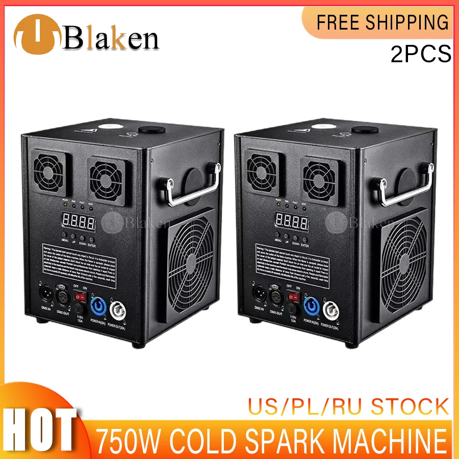 0 Tax New 2Pcs 750W Cold Spark Machine Cold Firework Machine DMX Remote Control LCD Cold Sparking Machine for DJ DISCO Wedding