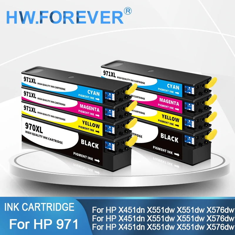 

Восстановленный картридж HP 971XL, совместимый с HP Officejet Pro X451dn X551dw X476dn X576dw, чип-чернильный картридж для принтера