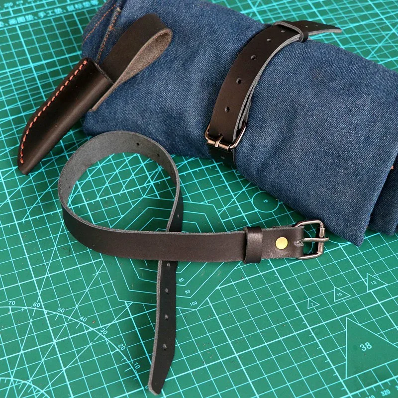 4 Sizes Real Cow Leather First Layer Cowhide Made Outdoor Camping Binding Leggings Fixed Belt Strap Ankle Ankle With Buckle