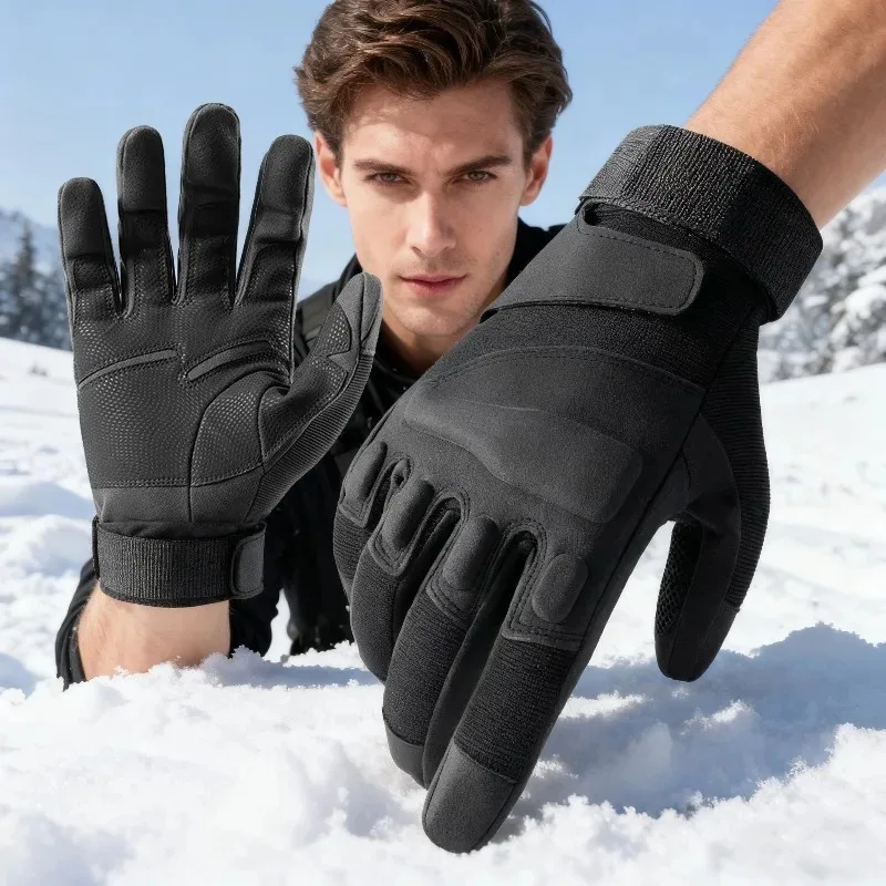 قفازات شتوية ذات غلاف مطاطي للرجال - قفازات تكتيكية سميكة ودافئة، شاشة لمس لجميع الأصابع، مثالية لقفازات ركوب الخيل في الهواء الطلق #4