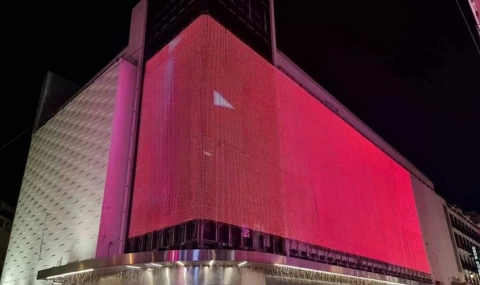 LED SignageOutdoor RGB P40  Pixel Mesh Screen Flexible Mesh  Display for Media Facade Event Party