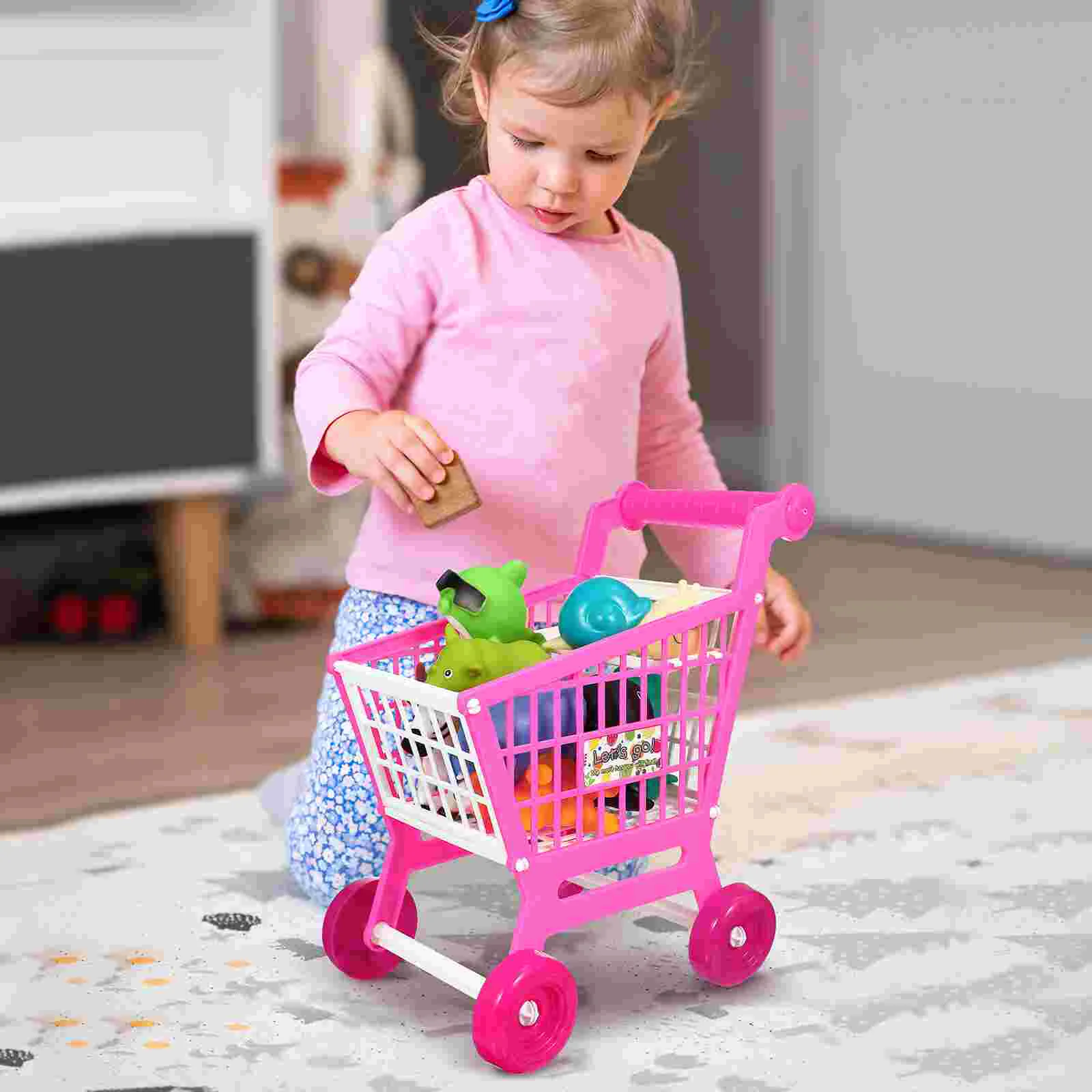 Carrito de compras de simulación, juguete de supermercado, Mini juguetes de plástico para comestibles para niños, carritos para niños pequeños