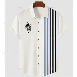 Camisa de manga curta estampada floral havaiana masculina, moda sexy praia plus size, camisa floral Harajuku casual, flor de ameixa, verão