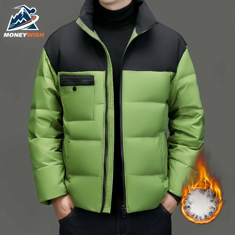 

MONEYWISH Down Jacket 2025 New Color Match 90% White Duck Down with Thick Anti Cold Warm Coat Outdoor Casual Winter Down Jacket