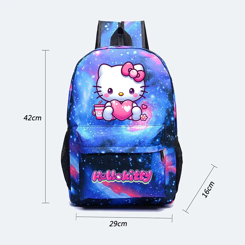 3 Stks/set Hello Kitty Rugzak Student Tiener Schooltas Meisje Jongen Terug Naar School Cartoon Tassen Lunch Tas Vrouwen Reizen Rugzak Pak