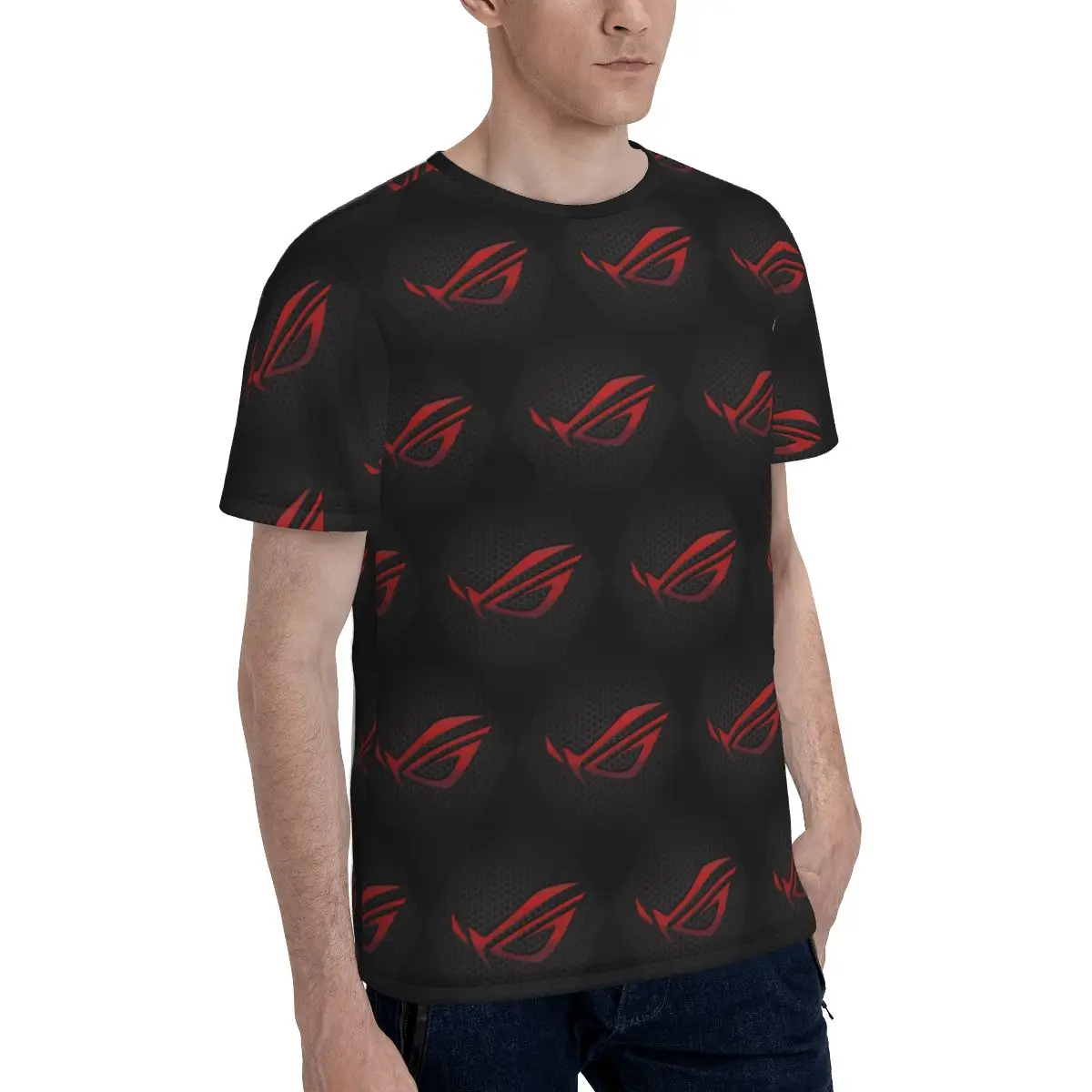 Asus Rog Future Hexagon T-Shirt for Men Cotton T Shirts Men's Tees Short O-Neck Summer Clothes Tops