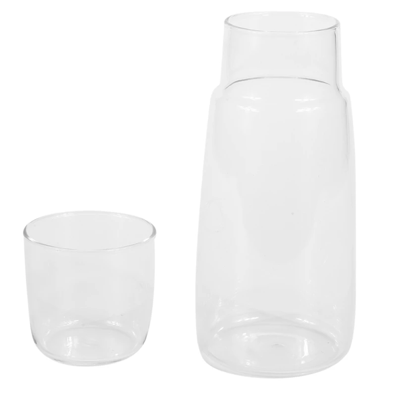 Clear Bedside Water Carafe Set With Tumbler Glass For Bedroom Nightstand, Night Water Carafe With Glass, With Cup Set