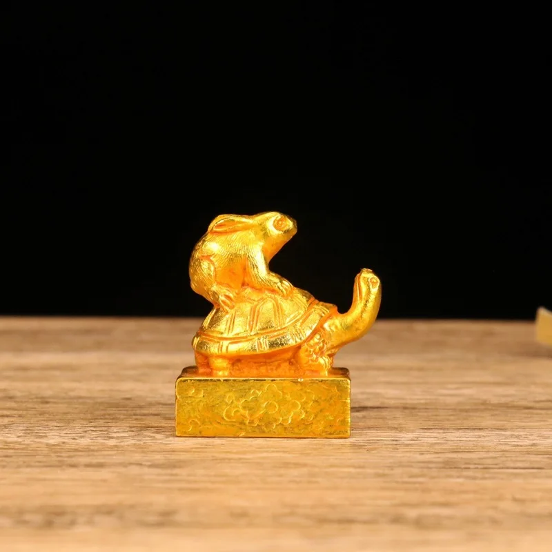 Wholesale alloy gilded turtle and rabbit seals, antique-style alloy mythical creature turtle and rabbit seals, decorative pieces