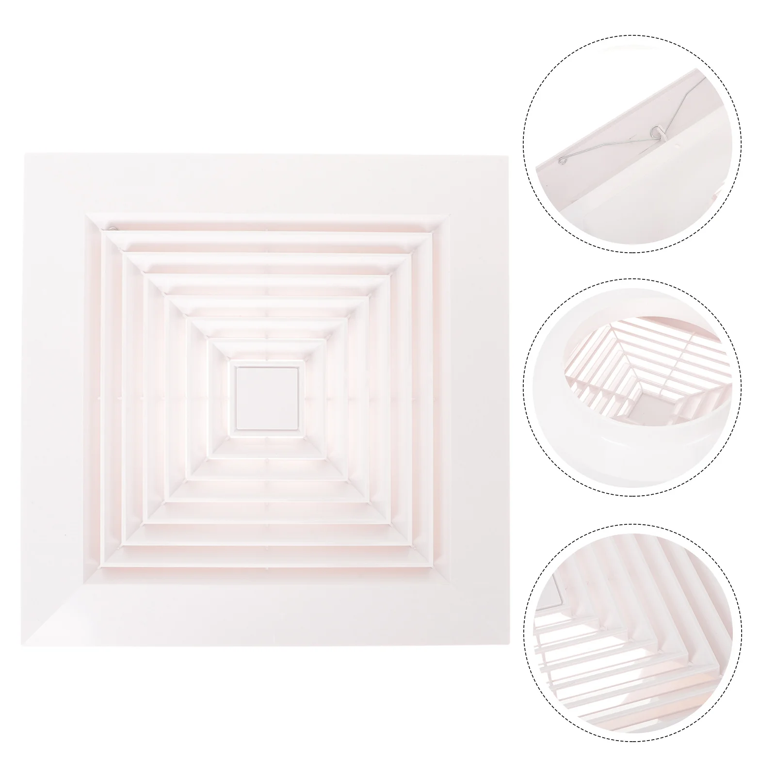 Cubierta de rejilla de techo cuadrada de 6 pulgadas, difusor de registro de ventilación de aire de plástico para baño, cocina, conductos de retorno de CA, escape interior