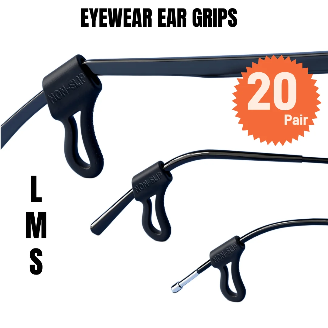20 Pairs Silicone Eyeglass Anti‑Slip Grips 3 Sizes L/M/S Glasses Ear Hooks Holder Non‑Slip For Most Eyewear Sunglasses