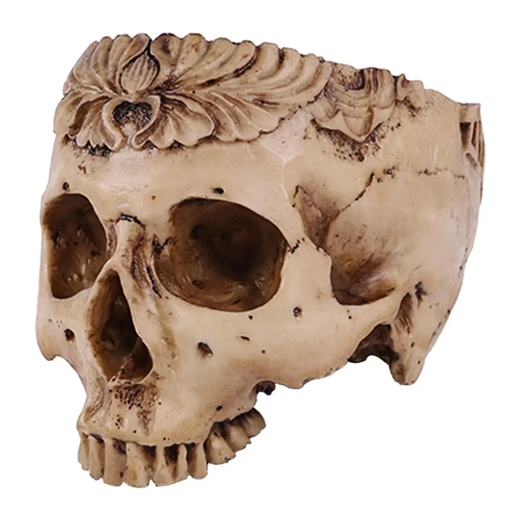 Polyurethane Resin Skull Model Replica Art Figure Decor for Home Bar Party Accent