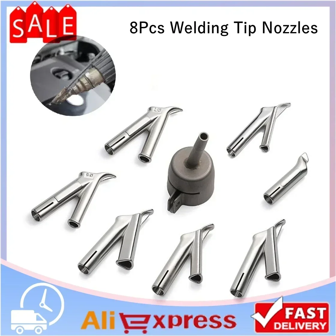 

8Pcs 5mm Welding Tip Nozzles For Vinyl PVC Hot Air Weld Tip Speed Nozzle For 1500-2000W Hot Air Device With 32mm Diameter