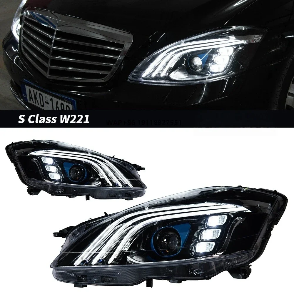 

Автомобильные аксессуары: Светодиодные фары для W221 2006-2012, модифицированные, с указателями поворота и дневными ходовыми огнями