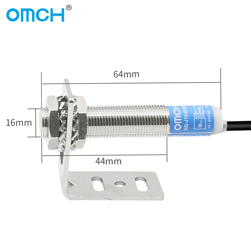 OMCH HG-J12-D15 Photoelectric Switch Light Laser Sensor M12 Diffuse 15cm Adjustable Detection Range 20-150mm PNP NPN 3-wire