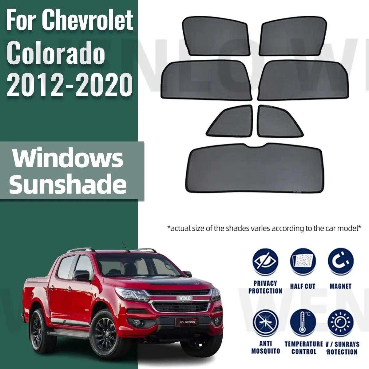 For Chevrolet Holden Colorado S10 2012-2020 Rear Side Window Sun Shade Car Sunshade Magnetic Front Windshield Mesh Curtain