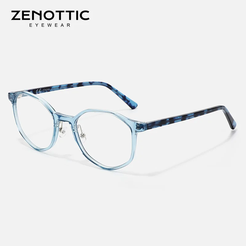 ZENOTTIC Handmade Acetate Round Eyeglasses Anti-Blue Light Radiation Mobile Phone Computer No-Prescription Eyewear