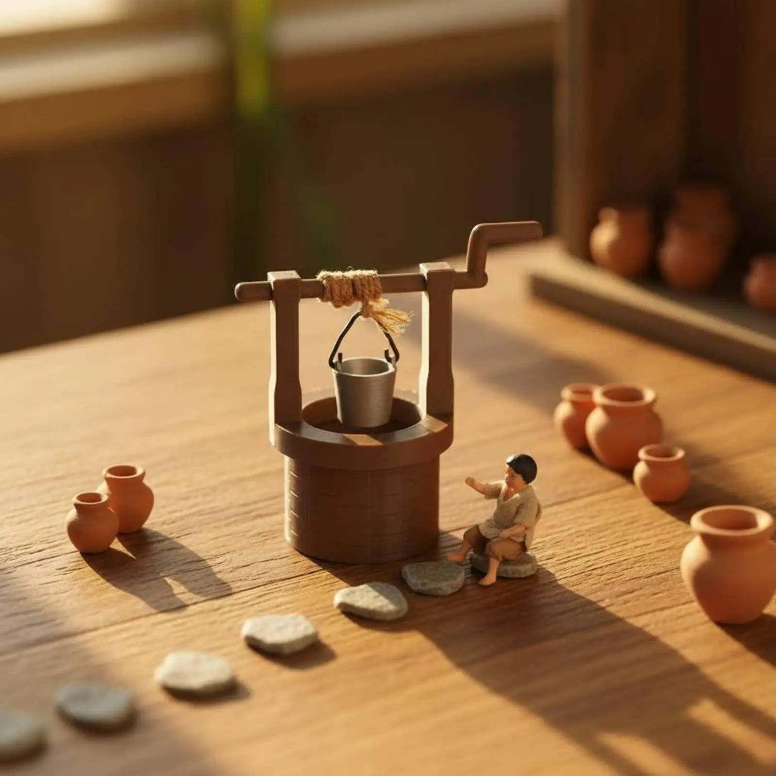 Miniature Well Prop Vintage Water Well Decoration for Dollhouse Furniture Accessories for Miniature House 1 12