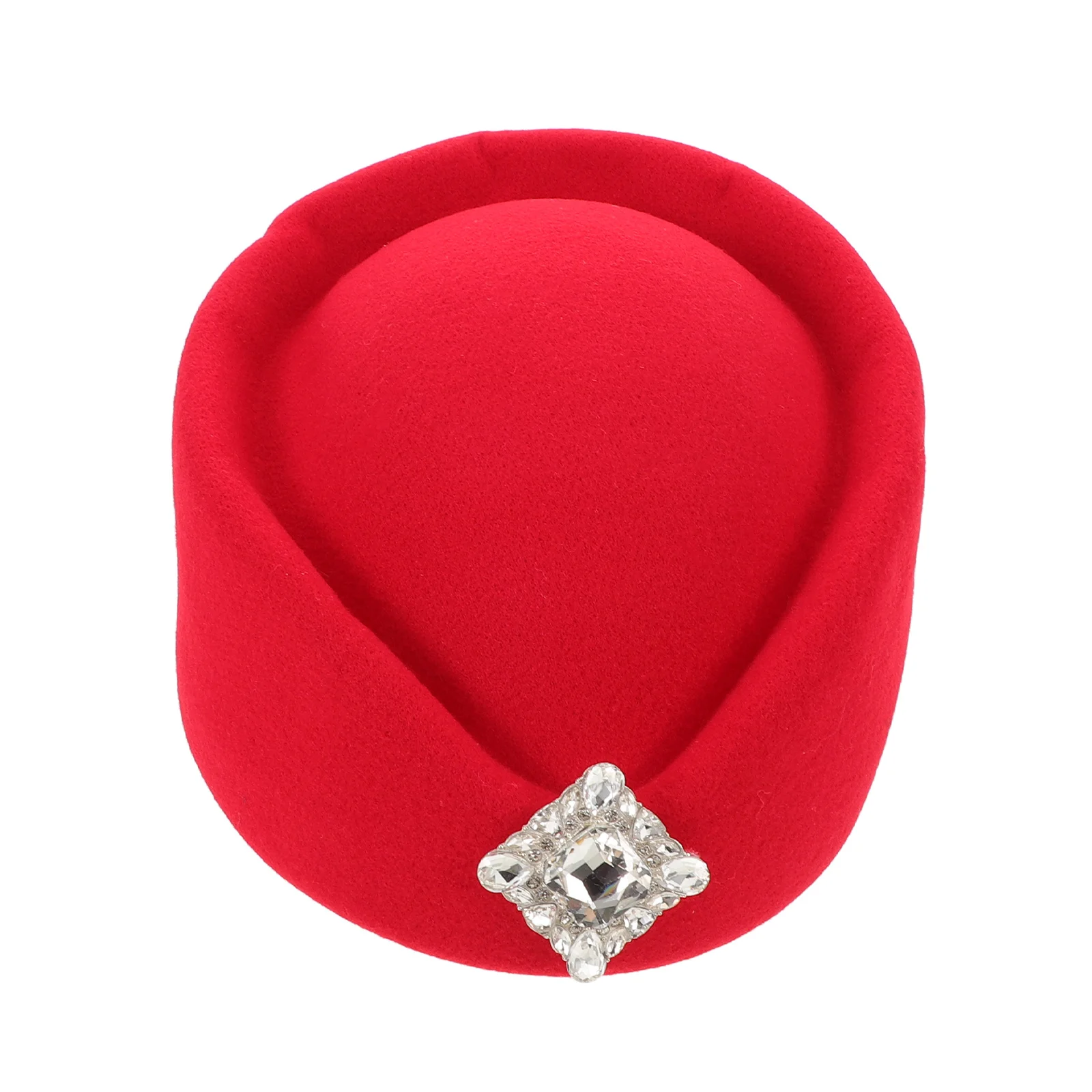 Beret stewardesy dla kobiet - czerwony beret w stylu brytyjskim, akcesorium do kostiumu stewardesy, do cosplayu lotniczego