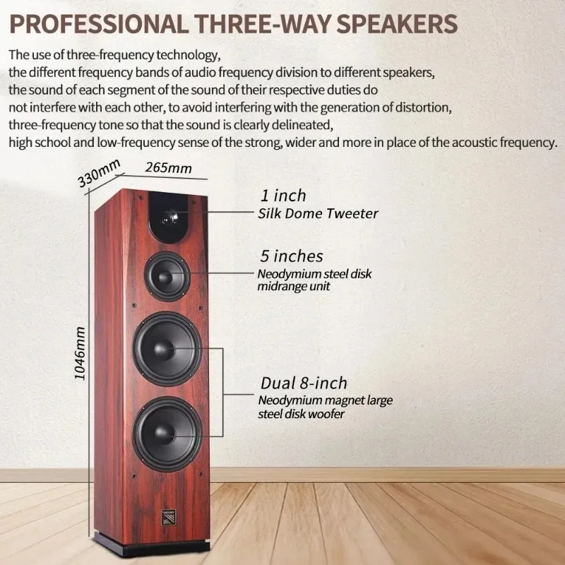 Hooqu الراقية برج المتكلم نظام المسرح المنزلي المهنية كاريوكي KTV المزدوج 8 بوصة مكبر الصوت الخشبي نظام ستيريو