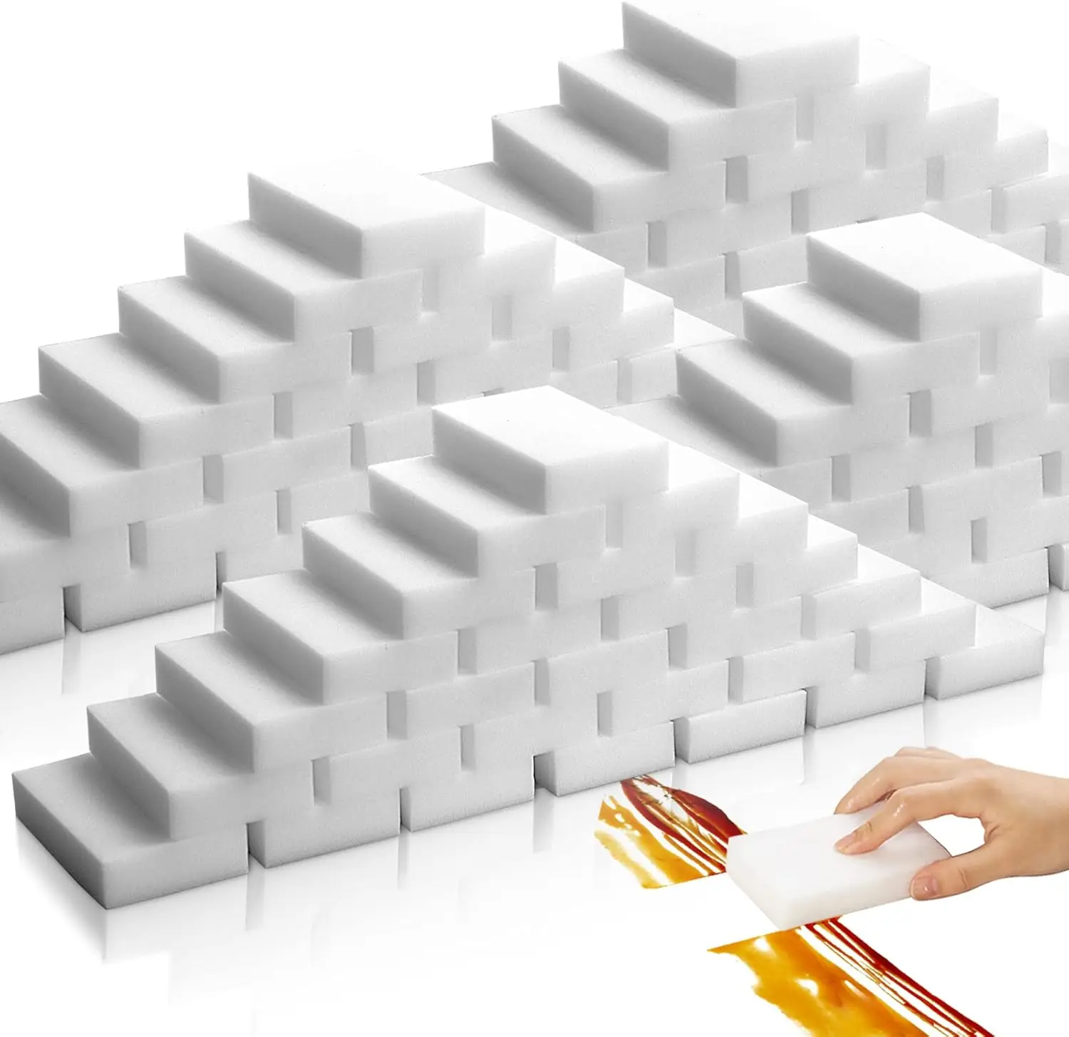 

100 Pack Magic Sponge Eraser, Premium Reusable Melamine Sponges, Powerful Cleaning for Kitchen