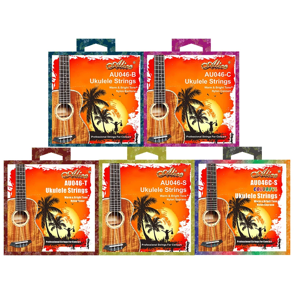 Alice AU046 Series Ukulele Strings PBT Modified Nylon Plain Strings for Soprano/Concert/Tenor/Baritone Ukulele