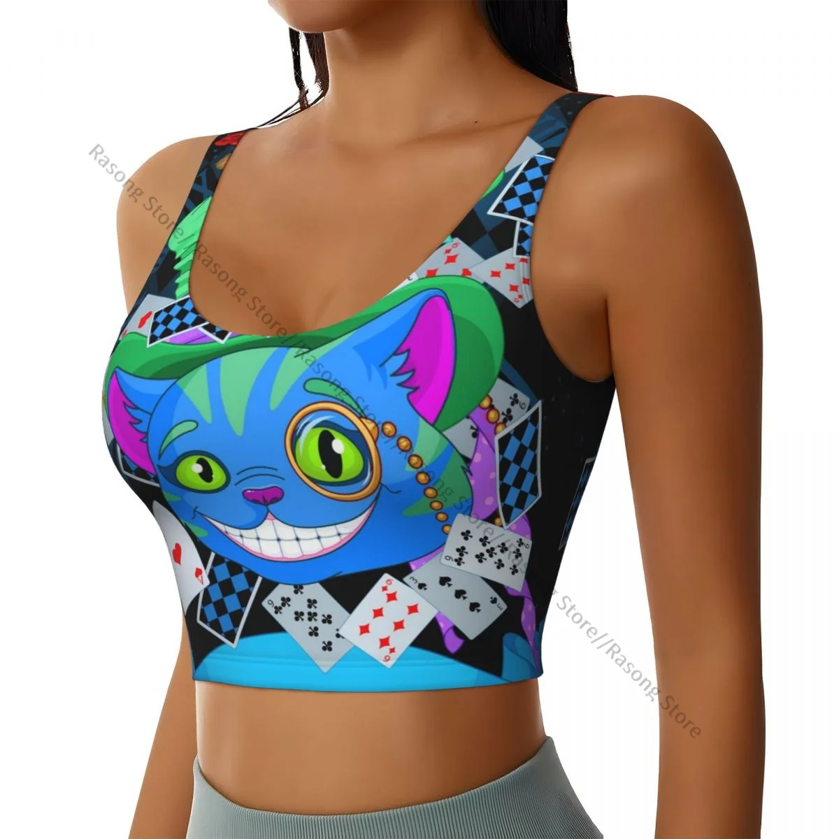 

Sports Bra Women Running Yoga Clothes Vest Cheshire Cat In Top Hat And Monocle Gathering Fitness Vest