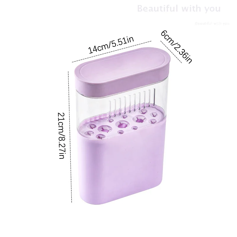 Makeup Brush Dustproof Storage Box With Lid Puff Washer Sponge Cleaning Drying Rack Holder Cosmetic Brush Organizer 13 Holes