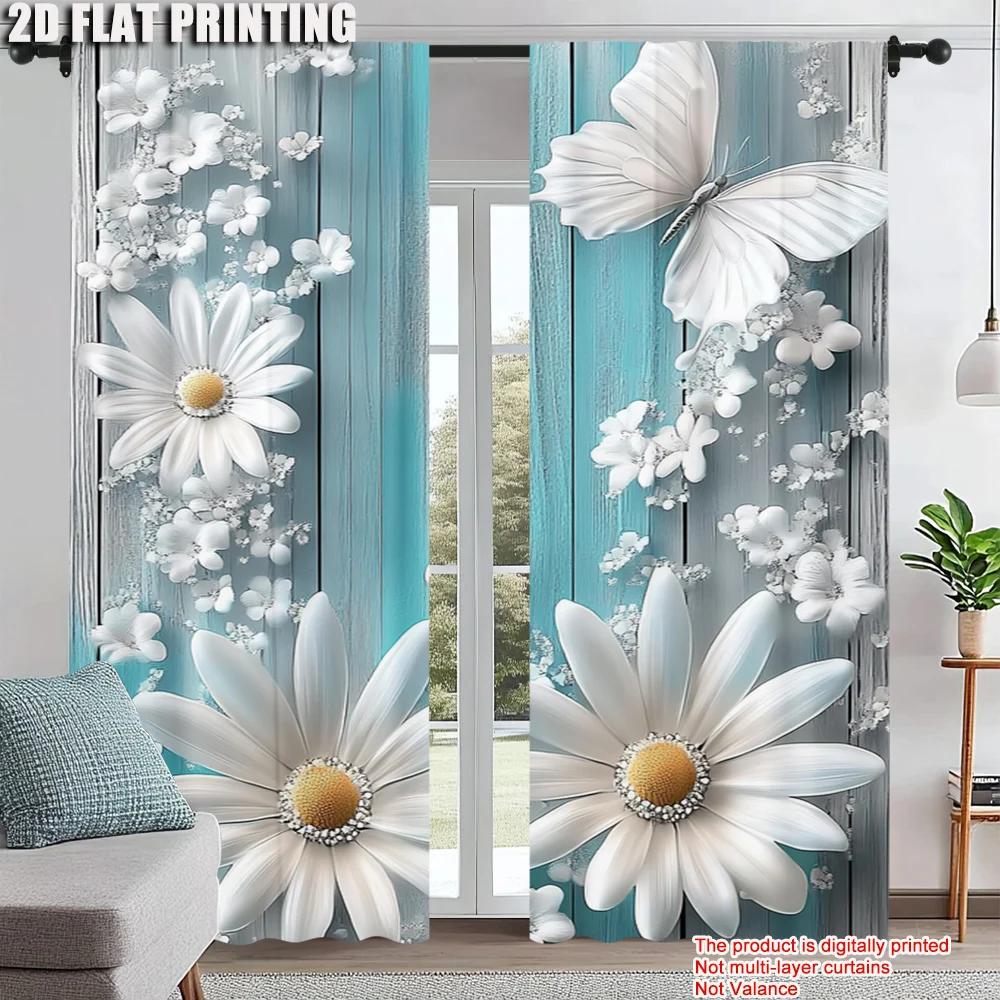 

2Pcs Rod Hole Window Treatment Perfect For Bedroom Office Kitchen Living Room And Study Contemporary Style Machine Washable
