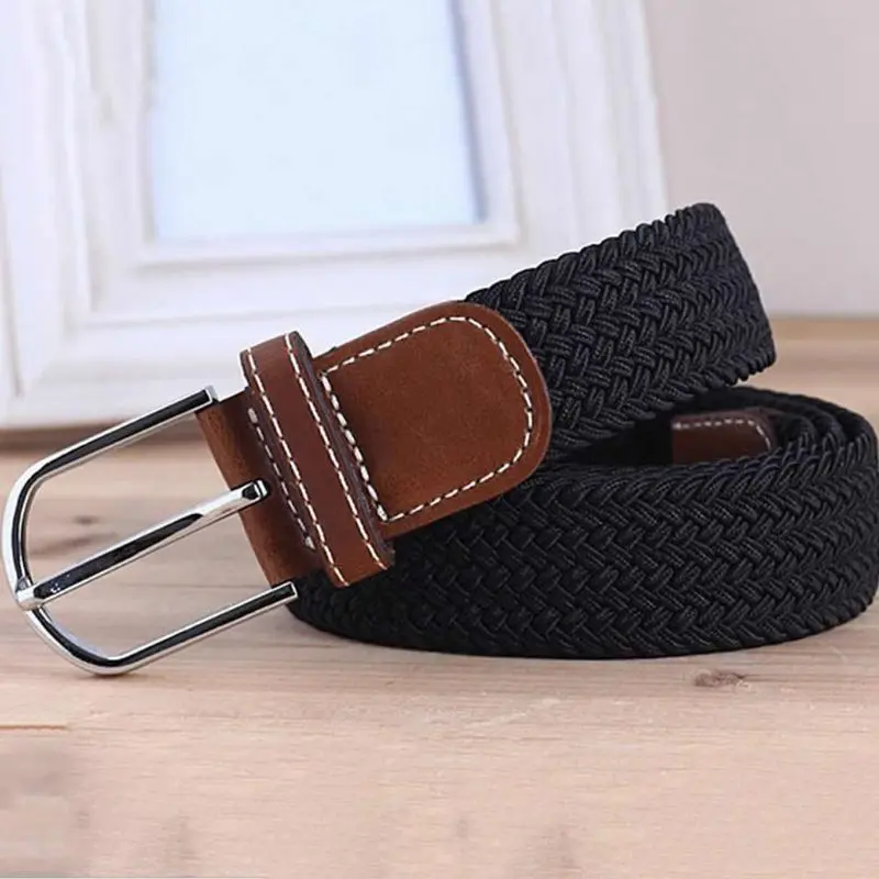 6 colors Fashion Men’s Stretch Belt Premium Leather Golf Wide Elastic Waistband belt buckle  hippie chic mujer cinchos לנשים