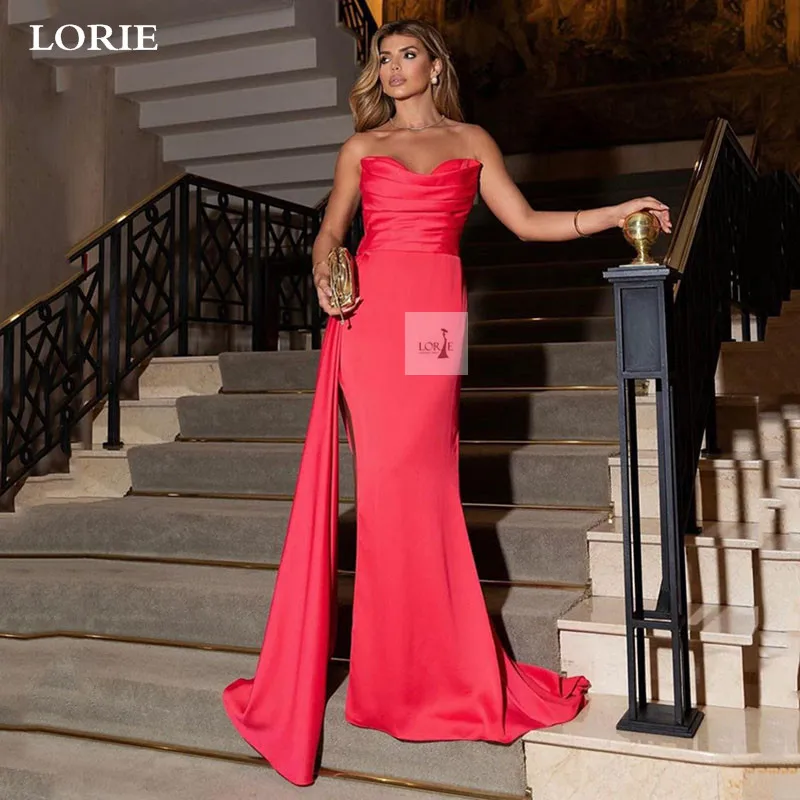 

Lorie Sexy V Neck Mermaid Evening Dress Strapless Prom Dresses Dubai Celebrity Dresses High Side Split Party Gowns 2024