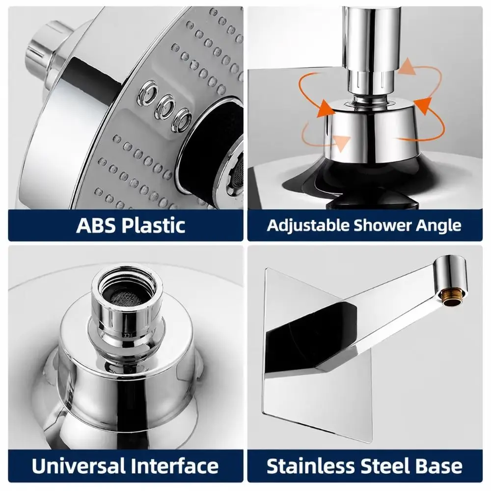 Thickened High-Pressure Shower Head Explosion-Proof Easy To Install Top Spray Nozzle Comfortable Water Flow Portable