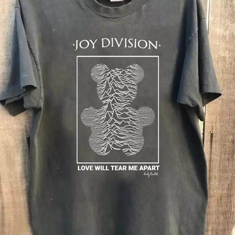 90'S Joy Division Love Will Tear Charcoal Cotton T Shirt
