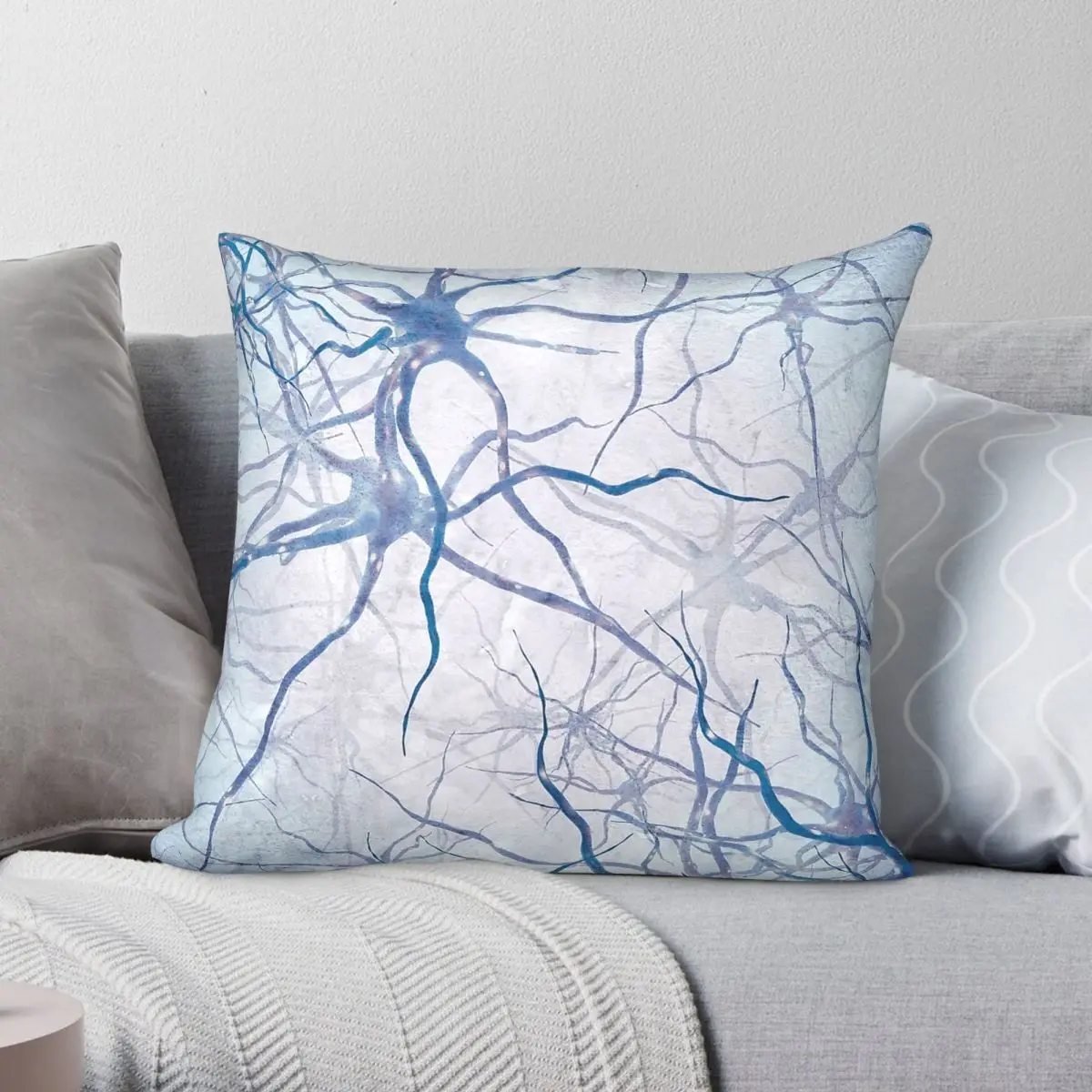 Neural Network Biology Square Pillowcase Polyester Linen Velvet Pattern Zip Decor Pillow Case Room Cushion Cover