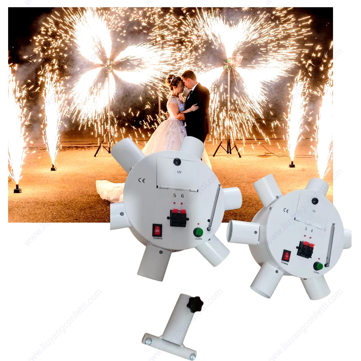 Cold Spark Fountain Stage Effect Machine Party Wedding Gender Reveal Proposal Valentine Windmill Wireless Remote Control Wheel