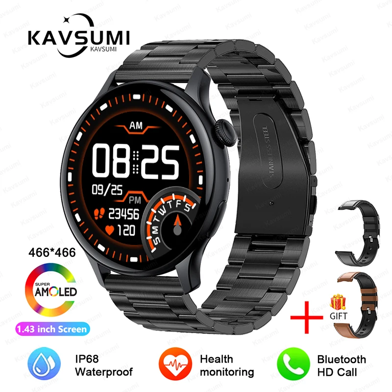 GUHUAVMI 2025, NEUE NFC-GPS-Smartwatch für Damen, AMOLED, immer auf dem Display, BT-Anruf, Herzfrequenz, Blutdruck, Fitness-Track, Smartwatch für Damen 9