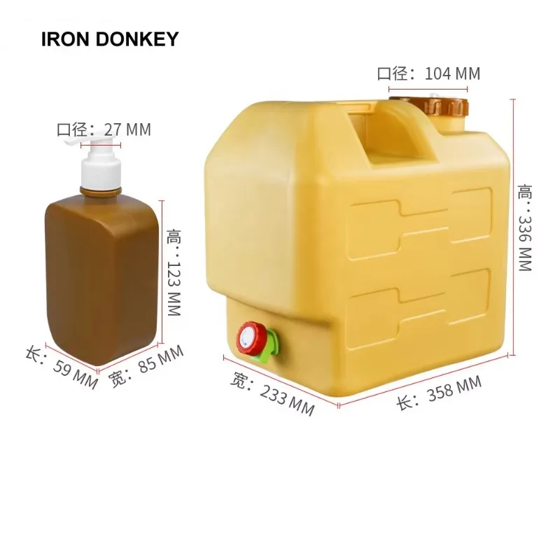 Iron Donkey Camping Portable 30L Jerrycan Hdpe 5 Gallon Barrel with Tap and Liquid Soap Bottle Outdoor Car Camping